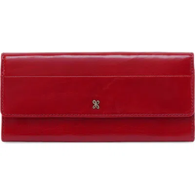 Hobo Jill Large Leather Trifold Wallet In Red