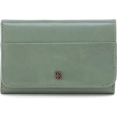 Hobo Jill Leather Trifold Wallet In Jade