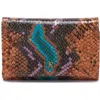 Hobo Jill Leather Trifold Wallet In Vivid Snake Print