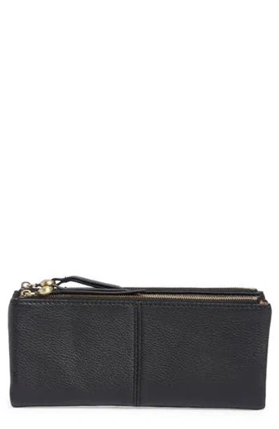 Hobo Keen Large Zip Top Leather Wallet In Black