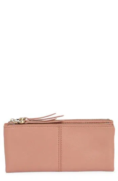 Hobo Keen Large Zip Top Leather Wallet In Brown