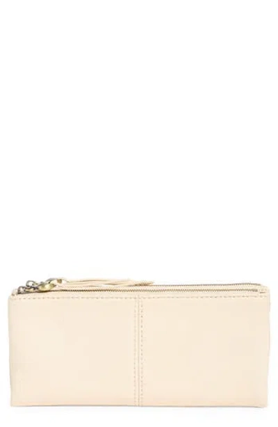 Hobo Keen Large Zip Top Leather Wallet In White