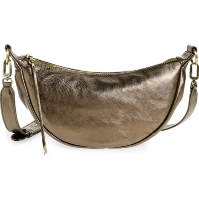 Hobo Knox Leather Crescent Crossbody Bag In Pewter