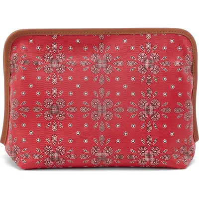 Hobo Large Beauty Coated Canvas Cosmetics Pouch In Red Journey Bandana