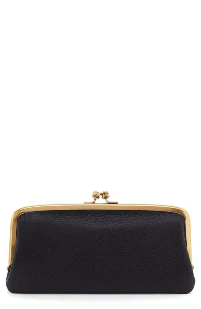 Hobo Large Cora Leather Frame Wallet In Black