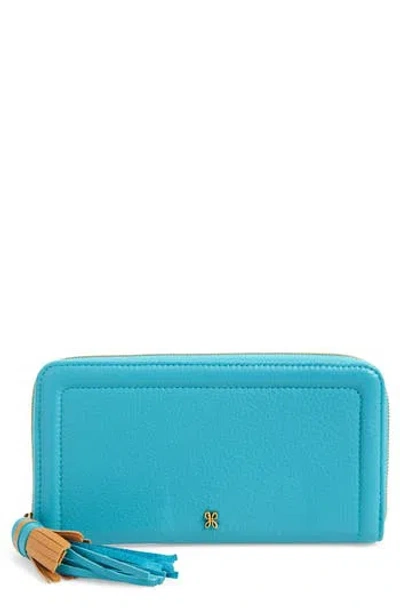 Hobo Nila Large Zip Around Leather Wallet In Blue