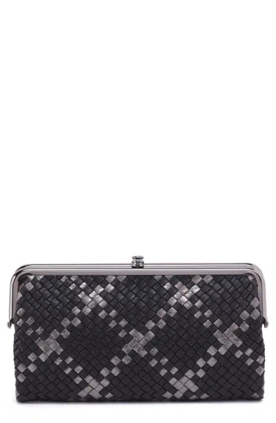 Hobo Lauren Leather Double Frame Clutch In Black Metallic Woven