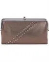 Hobo Lauren Metallic Studded Pewter Wallet/clutch In Silver