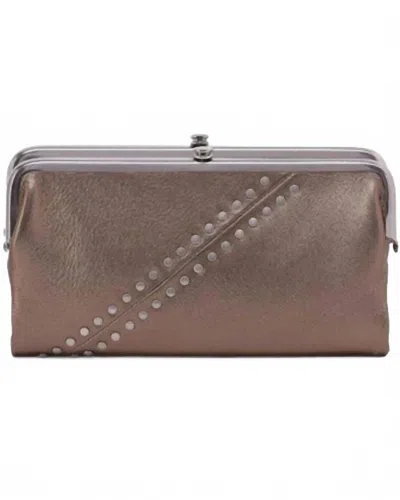 Hobo Lauren Metallic Studded Pewter Wallet/clutch In Silver