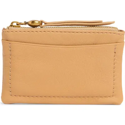 Hobo Lumen Leather Zip Card Case In Sand