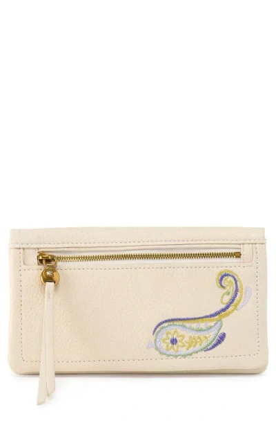 Hobo Lumen Paisley Embroidered Leather Continental Wallet In Neutral
