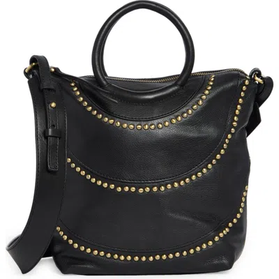 Hobo Maggie Studded Leather Crossbody Bag In Black