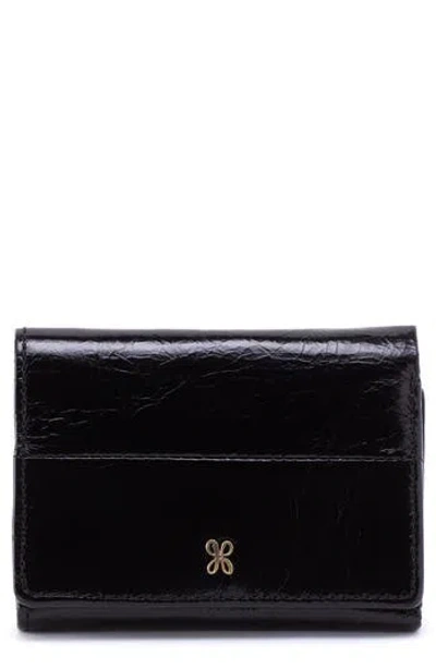 Hobo Mini Jill Leather Trifold Wallet In Black
