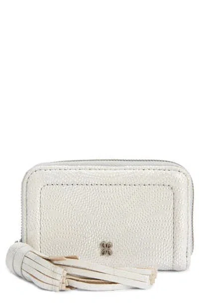Hobo Nila Small Tassel Zip Leather Wallet In Metallic