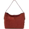 Hobo Render Croc Embossed Leather Shoulder Bag