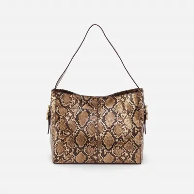 Hobo Render Shoulder Bag In Golden Snake