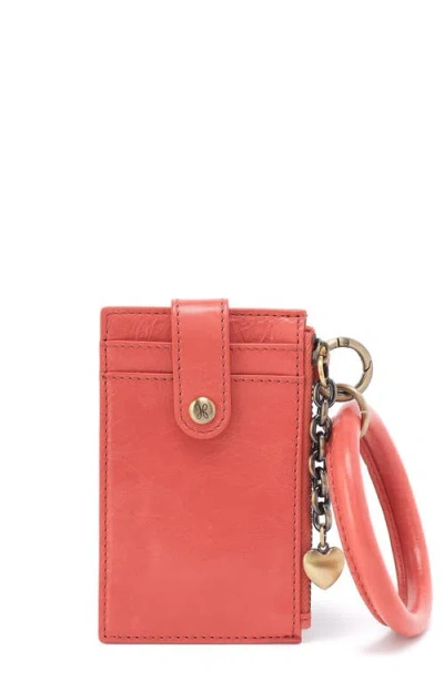 Hobo Ring Leather Wristlet Card Case In Pink