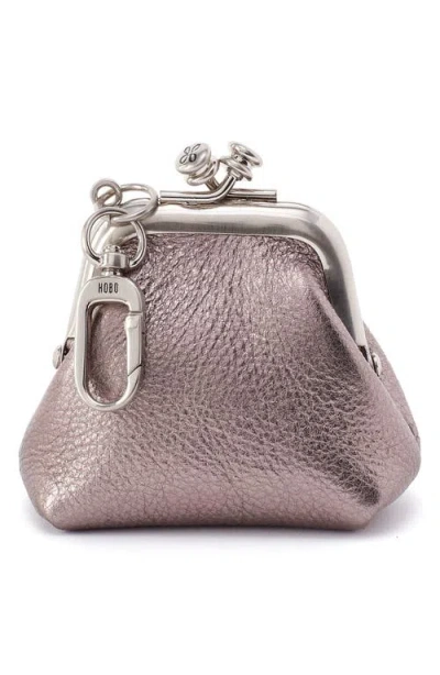 Hobo Run Clip Frame Leather Pouch In Silver