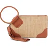 Hobo Sable Straw & Leather Wristlet Clutch In Natural Straw