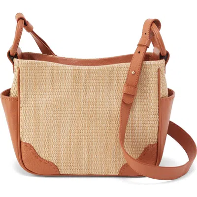 Hobo Sheila Straw & Leather Crossbody Bag In Natural Straw