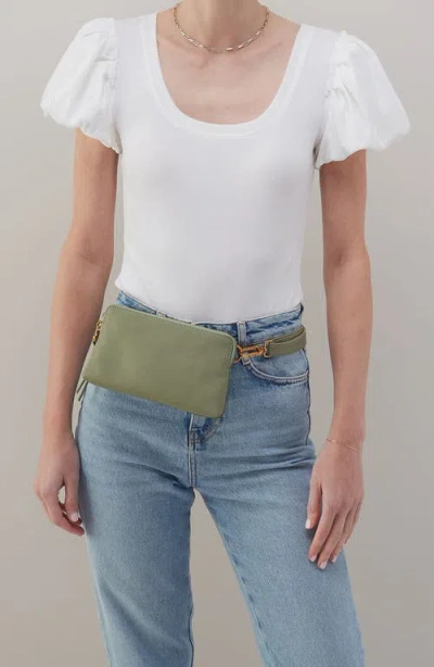 Hobo Slim Fern Leather Belt Bag In Watercress