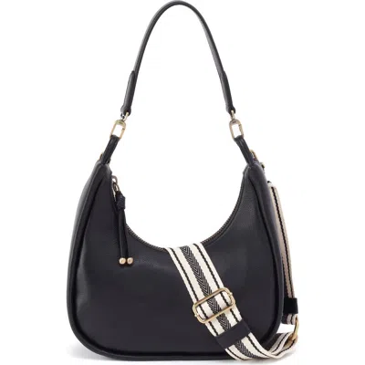 Hobo Small Cass Leather Shoulder Bag In Black