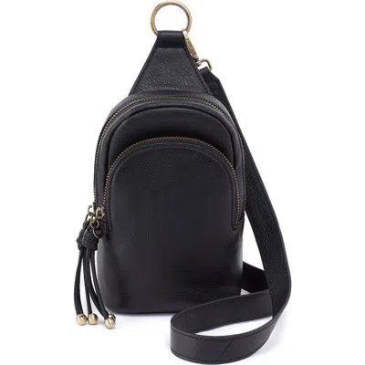 Hobo Small Cass Leather Sling Bag In Black