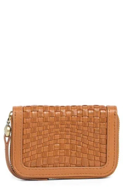 Hobo Small Nila Woven Leather Zip Around Wallet In Brown
