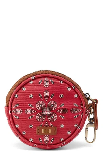 Hobo Small Revolve Coated Canvas Bag Charm In Red Journey Bandana