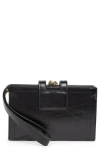 Hobo Violet Leather Wristlet In Black