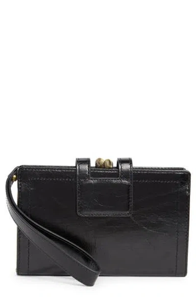 Hobo Violet Leather Wristlet In Black