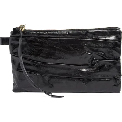 Hobo Waver Leather Zip Pouch In Black