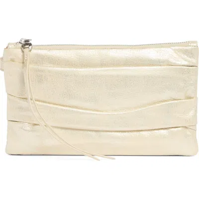 Hobo Waver Leather Zip Pouch In Pearled Silver