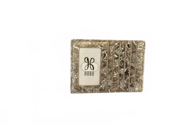 Hobo Women's Euro Slide Metallic Printed Card Case In Gilded Petals In Gold