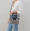 HOBO WOMEN'S SHEILA ZIP CROSSBODY IN BLACK & WHITE WOVEN