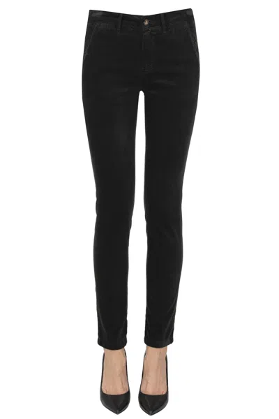 Hod Velvet Slim Trousers In Charcoal