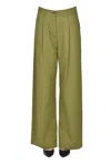 Hod Wide Leg Cotton Trousers In Olive Green