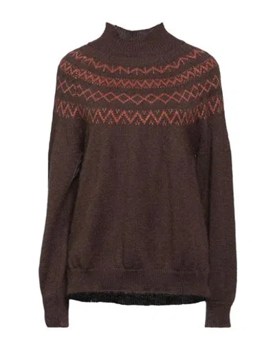 Hod Woman Turtleneck Chocolate Brown Size S Acrylic, Mohair Wool, Polyamide, Viscose, Polyester