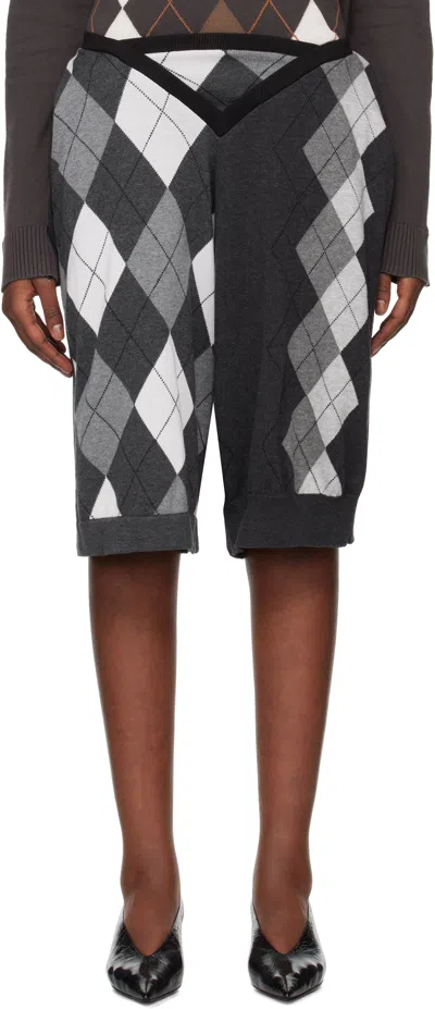 Hodakova Double Knitted Shorts In Brown Checked