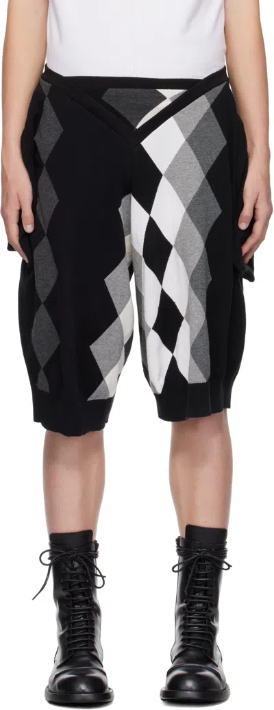 Hodakova Double Knitted Sweater Shorts In Brown Checked