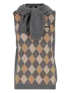 Hodakova Stretch Cotton Vest With Geometric Pattern