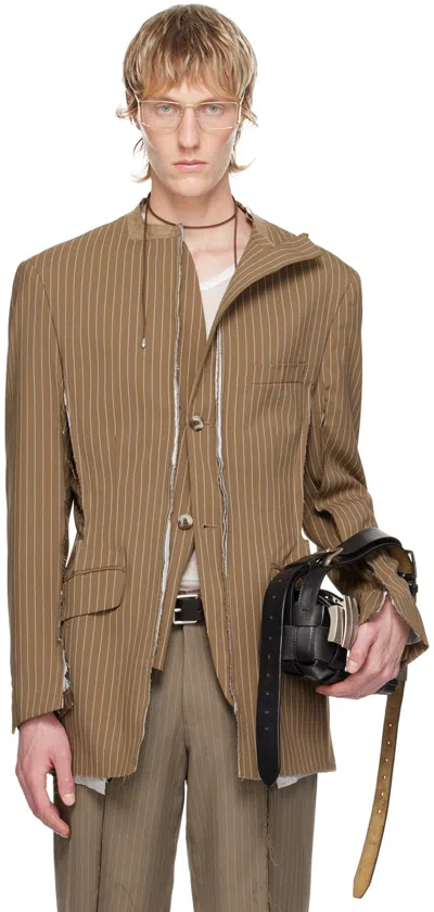 Hodakova Ssense Exclusive Brown Blazer In Brown Pinstripe