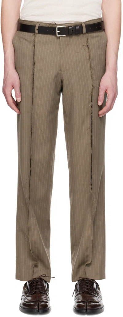 Hodakova Ssense Exclusive Brown Trousers In Brown Pinstripe