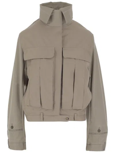 Hodakova Upside Down Cotton Jacket With High Collar In Gray