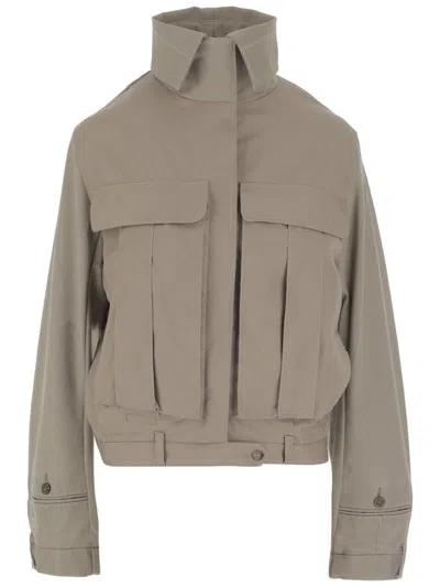 HODAKOVA UPSIDE DOWN COTTON JACKET WITH HIGH COLLAR