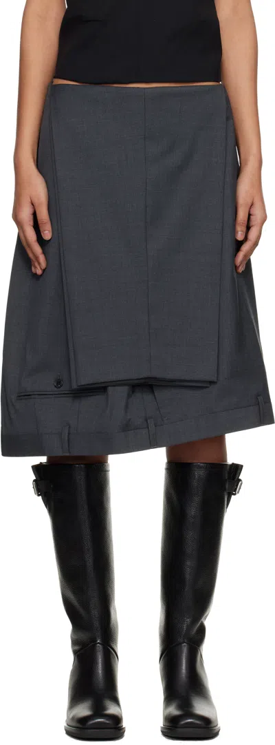 Hodakova Upside Down Hanger Midi Skirt In Gray