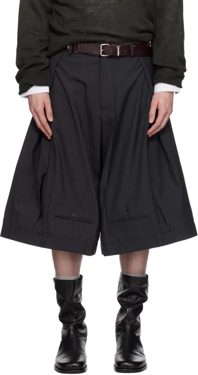 Hodakova Upside Down Wide Trouser Shorts In Grey