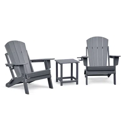 Hodetail 3 Pcs Folding Adirondack Sets,2 Resin Adirondack And Side Table