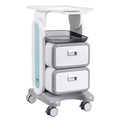 Hodetail 3 Tiers Lab Carts, Lab Utility Cart With 2 Drawers & 1 Top Tray, Mobile Medical Cart With Abs Materi