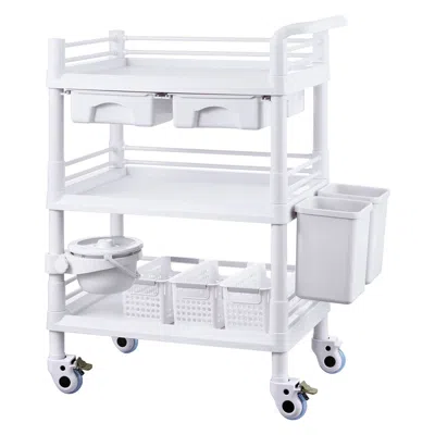 Hodetail 3 Tiers Lab Carts, Lab Utility Cart With 3 Trays & 4 Silent Wheels, Mobile Medical Cart With Pp Mate